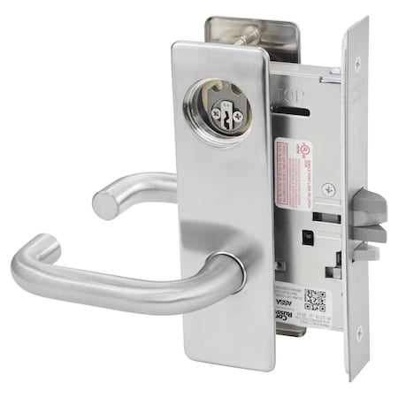 Storeroom Or Closet Mortise Lock, LS Lever, M Escutcheon, Satin Chrome